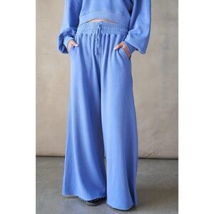 NEW • Indigo Wide Leg High Waisted Sweatpants • Size Small